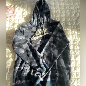 NIKE Men’s Dark Blue Camouflage Hoodie Sweatshirt